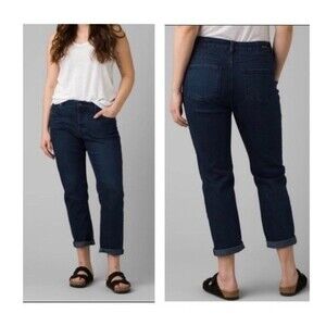 Prana‎ Buxton Jeans Boyfriend Button Fly Deep Blue Size 4 NWT